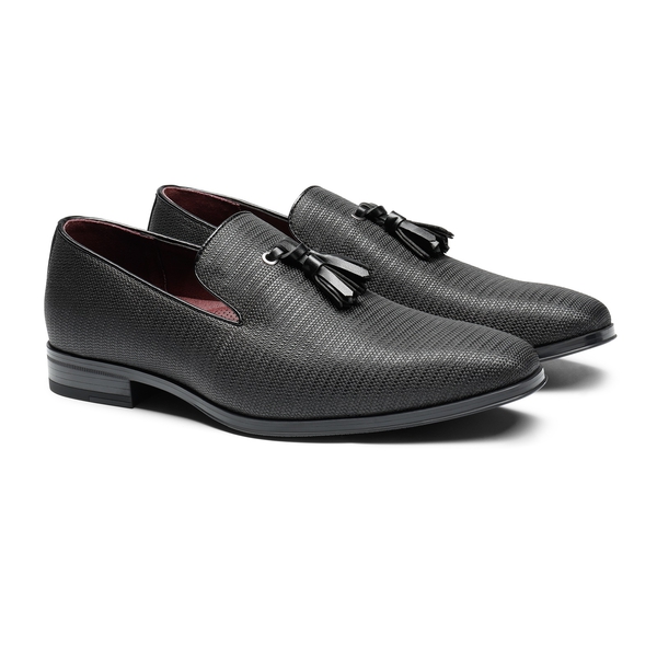 Men's Microfiber Tassle Dress Loafers - BLACK - 3